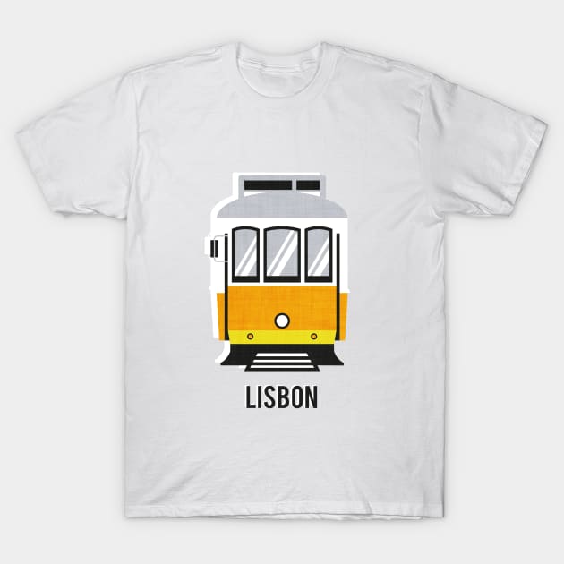 Lisbon tram // spot illustration // white background lemon lime and marigold transport T-Shirt by SelmaCardoso